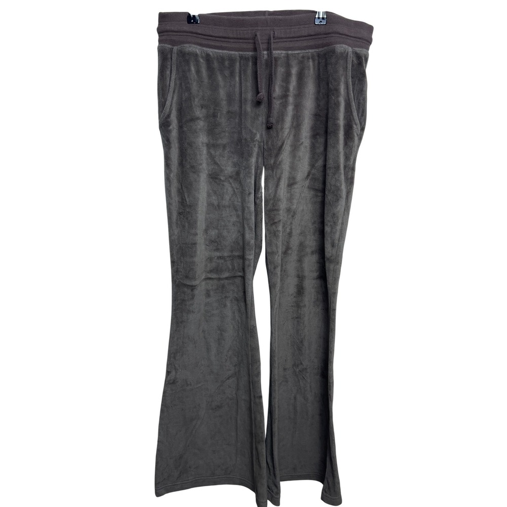 Aerie Velour Flare Lounge Pants Brown Wide Leg Drawstring Joggers Womens‎ Large